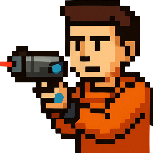 man with laser gun