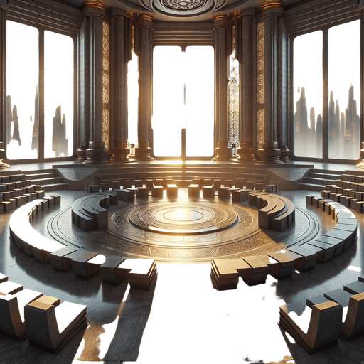 Inside of jedi temple council room. Coruscant wallpaper.