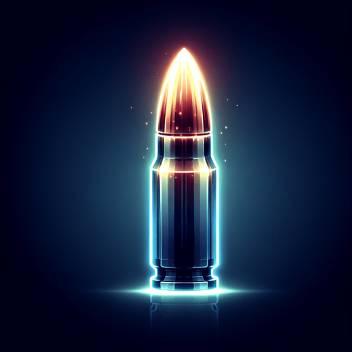 glowing bullet.
Single Game Texture.  In-Game asset.  2d.  Blank background.  High contrast.  No shadows