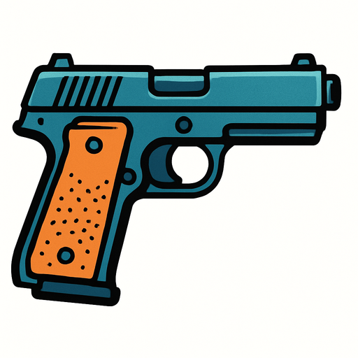 pistol.
In-Game asset.  2d.  High contrast.  No shadows