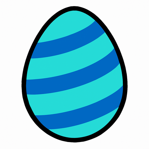 A Cyan egg with Blue Stripes.
In-Game asset.  2d.  High contrast.  No shadows
