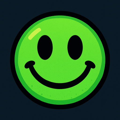 Green smiley ball.
In-Game asset.  2d.  High contrast.  No shadows