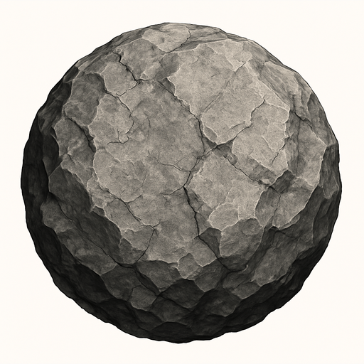 una roca circular muy realista.
In-Game asset.  2d.  High contrast.  No shadows