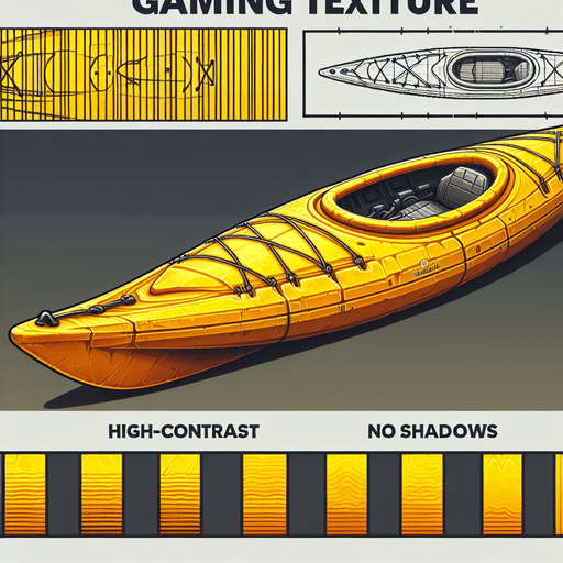 yellow kayak.
Single Game Texture.  In-Game asset.  High contrast.  No shadows