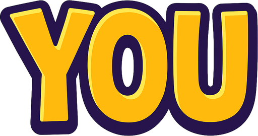 YOU yazısını yaz.
In-Game asset.  2d.  High contrast.  No shadows