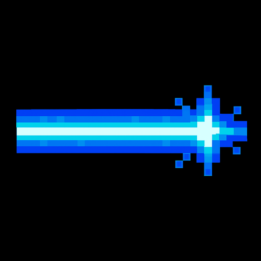 kalın piksel mavi lazer.
In-Game asset.  2d.  High contrast.  No shadows