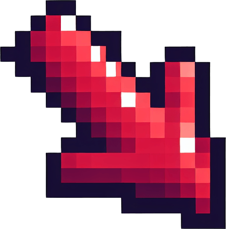 pixel art shape of a red arrow pointing downwards.
Single Game Texture. In-Game asset. 2d. Blank background. High contrast. No shadows.
