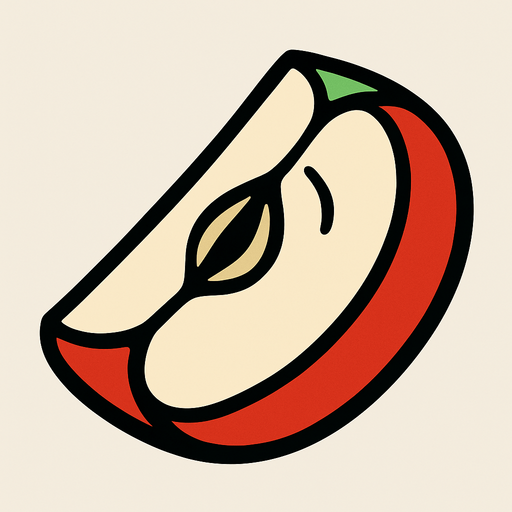 Aple piece.
In-Game asset.  2d.  High contrast.  No shadows