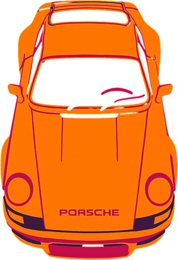 porshe seen from top.
In-Game asset.  2d.  High contrast.  No shadows