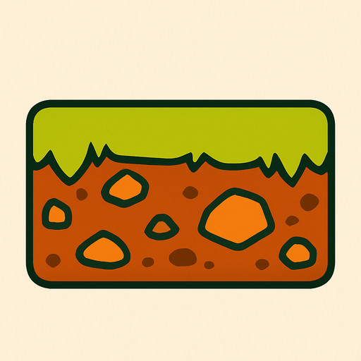 a rectangle with a ground color and form.
In-Game asset.  2d.  High contrast.  No shadows