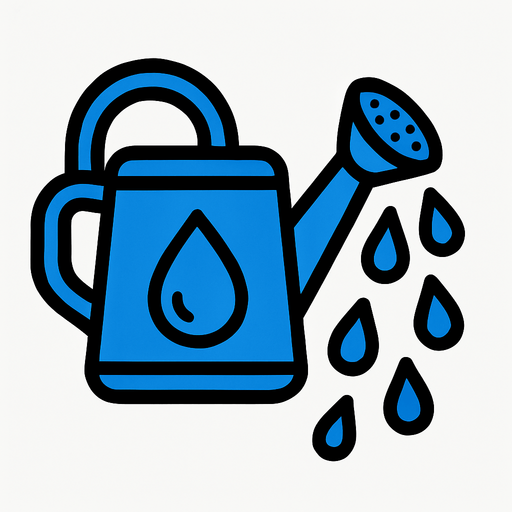 Watering waterdrops watering can.
In-Game asset.  2d.  High contrast.  No shadows