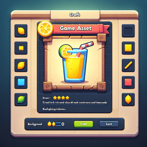 A  background gui element for an item in an ingame shop, in a light, lemonade and drinks inspired summer theme..
Single Game Texture. In-Game asset. 2d. Blank background. High contrast. No shadows.