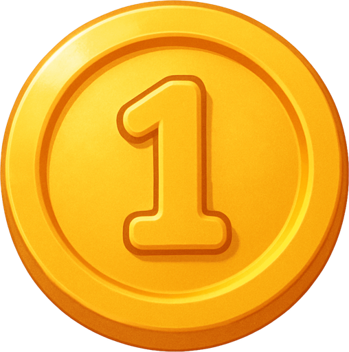 A gold coin. Used as an icon for in-game currency. Cute soft graphics. soft ambient light. semi-matte to satin surfaces. naturalistic with slight saturation boost colors. Tone is premium, friendly, clean with lifestyle or service-oriented appeal.
In-Game asset.  2d.  High contrast.  No shadows. top down. View from above.