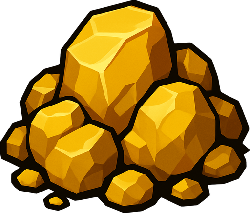 Altın cevheri.
In-Game asset.  2d.  High contrast.  No shadows