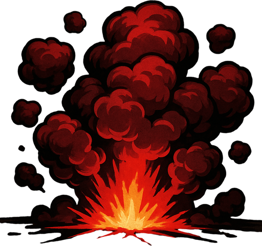 varias nubes de Humo color rojo un poco oscuro saliendo de una explosión.
In-Game asset.  High contrast