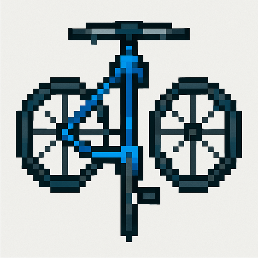 Draw 2d pixel biycycle top view blue.
In-Game asset.  2d.  High contrast.  No shadows