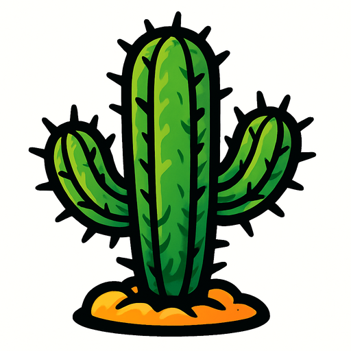 a cactus plant.
In-Game asset.  2d.  High contrast.  No shadows