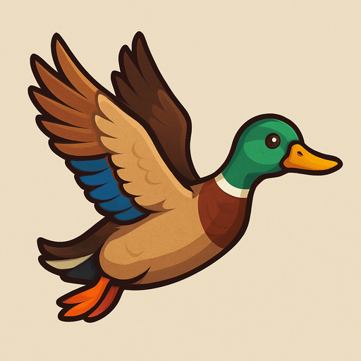 Duck Flying.
In-Game asset.  2d.  No shadows