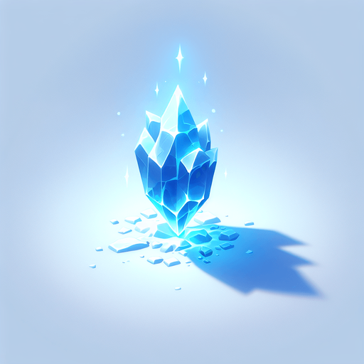 blue light of snow crystall.
Single Game Texture.  In-Game asset.  2d.  Blank background.  High contrast.  No shadows