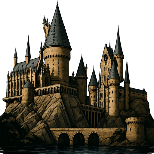 Howgarts, algo realista.
In-Game asset.  2d.  High contrast.  No shadows