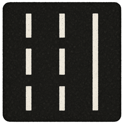 Ground asphalt white striped road.
In-Game asset.  2d.  High contrast.  No shadows