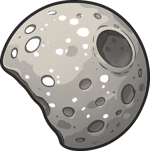 moon like meteor. No background. Transparent background. Blank background. No shadows. 2d. In-Game asset. flat