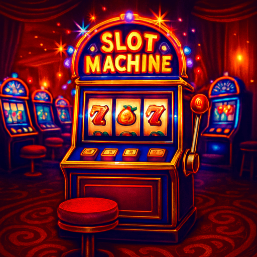 Objetivo: Crear un ambiente de casino vibrante y emocionante, enfocado en las tragamonedas, que invite a jugar.

Diseño:

Ambiente: Interior de un casino, con un enfoque en la zona de máquinas tragamonedas.

Elementos:

Filas o grupos de máquinas tragamonedas (parcialmente visibles, desenfocadas en el fondo para no competir con la máquina principal).

Luces brillantes y parpadeantes típicas de las tragamonedas (efecto de neón, destellos).

Detalles de lujo: alfombras estampadas, iluminación ambiental dorada/roja.

Podría haber una pared decorativa elegante o cortinas de terciopelo.

Paleta de Colores: Predominan los dorados, rojos, púrpuras y negros, con destellos de colores vibrantes de las luces de las máquinas.

Perspectiva: Una vista ligeramente elevada o de frente, como si el jugador estuviera inmerso en la sala de tragamonedas.

Sensación: Energía, emoción, oportunidad de ganar y un ambbiente de juego constante.

El fondo debe ser inmersivo y complementar la máquina tragamonedas.
In-Game asset.  2d.  High contrast.  No shadows