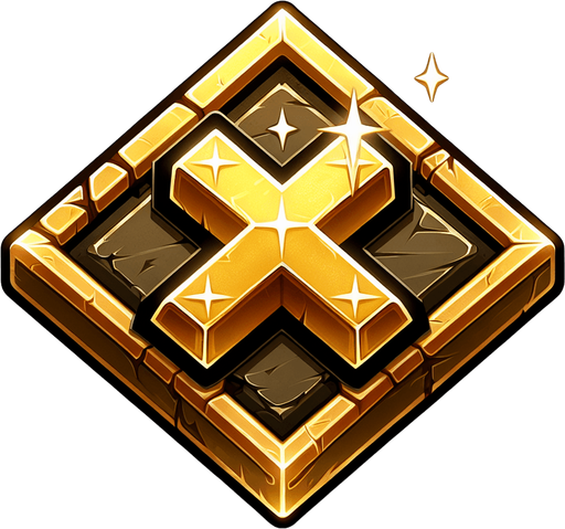 gold sign with a "X" and a "2".
video game style