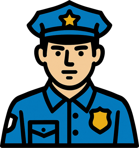Bir polis.
In-Game asset.  2d.  High contrast.  No shadows