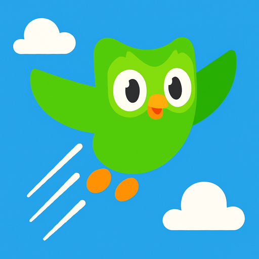 Duolingo but its flying.
In-Game asset.  2d.  High contrast.  No shadows