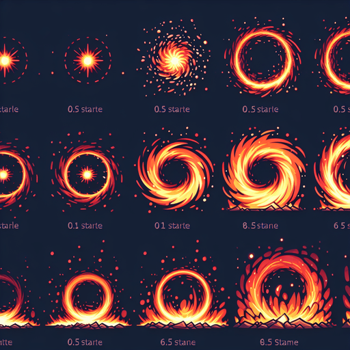 Circular Fire particle. Sprite Sheet.
