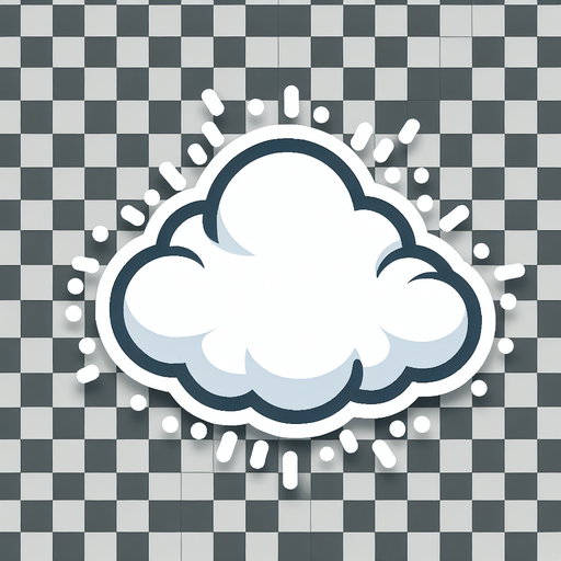 White particle cloud. Cartoon. Bright outline. Single Game Texture. In-Game asset. 2d. Blank background. High contrast. No shadows.