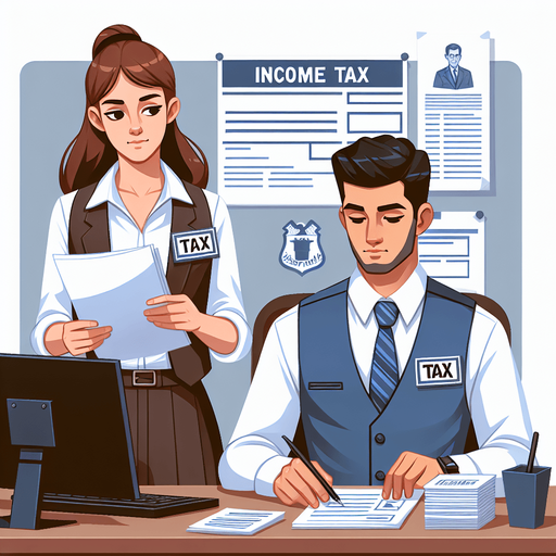 Income tax officer.
Single Game Texture. In-Game asset. 2d. Blank background. High contrast. No shadows.