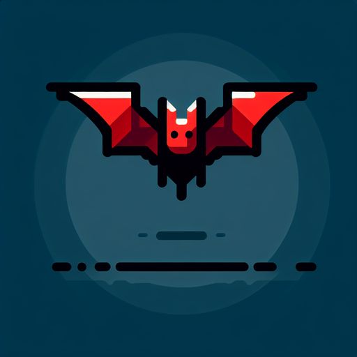 red bat.
Single Game Texture. In-Game asset. 2d. Blank background. High contrast. No shadows.