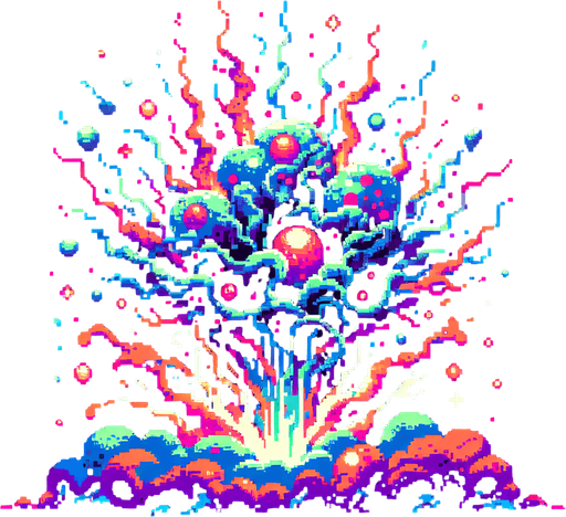 Single Game Texture. In-Game asset. 2d. Blank background. High contrast. No shadows. Pixel art in a SNES style that looks like something from castlevania. A ground explosion effect like something is coming out of the ground