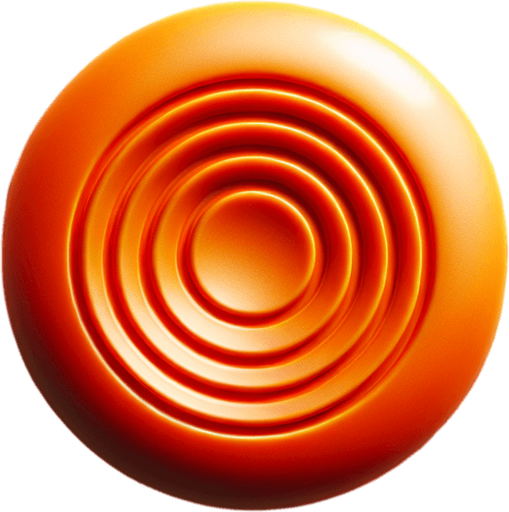 top view of a concave orange button.
