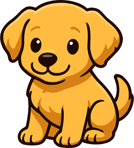 Chiot dorée (animal).
In-Game asset.  2d.  High contrast.  No shadows