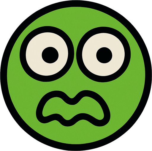 yüzü gözü olan salak salak bakan yuvarlak yeşil yüz.
In-Game asset.  2d.  High contrast.  No shadows