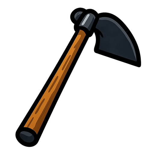 farming hoe.
In-Game asset.  2d.  High contrast.  No shadows