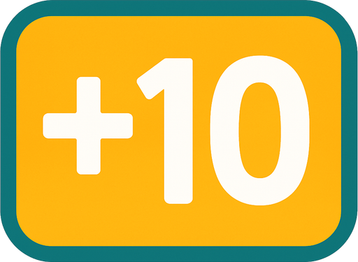 A score display written +10 on it.
In-Game asset.  2d.  High contrast.  No shadows