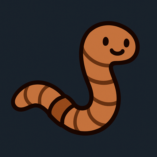 Short brown worm.
In-Game asset.  2d.  High contrast.  No shadows. Very simple
