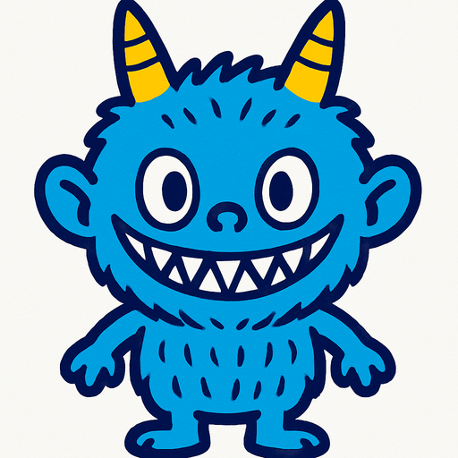 Blue Labubu.
In-Game asset.  2d.  High contrast.  No shadows
