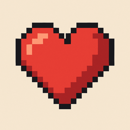 Pixel art 2d heart.
In-Game asset.  2d.  High contrast.  No shadows