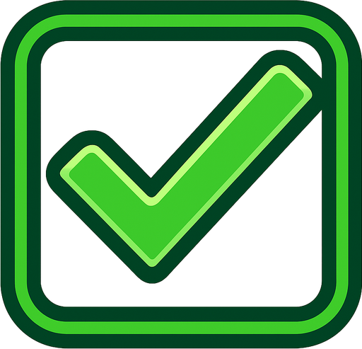 Yeşil onay tik.
In-Game asset.  High contrast.  No shadows