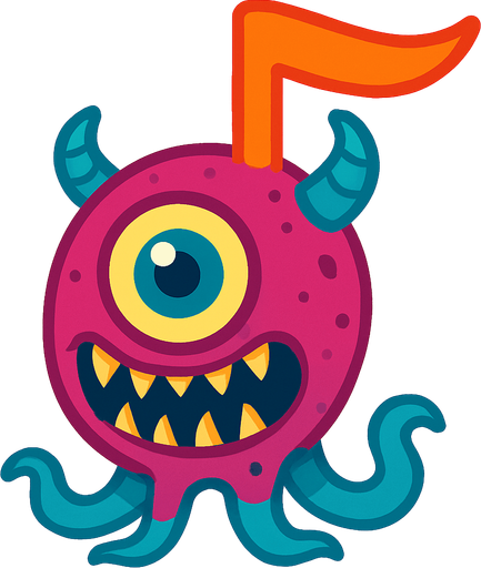 MÜZİK NOTASI ŞEKLİNDE BİR UZAYLI CANAVAR ÇİZ AMA BU KARAKTER VE İSMİ Quasar ONA GÖRE TASARLA. AYAKSIZ. dONT WRİTE TEXT İN TO İMAGE. NO BLACK..
In-Game asset.  2d.  High contrast.  No shadows