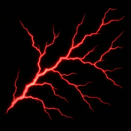 red electricity.
In-Game asset.  2d.  High contrast.  No shadows