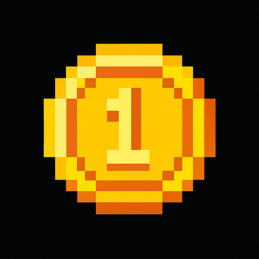 Haz una moneda 2d pero un pixel.
In-Game asset.  2d.  High contrast.  No shadows