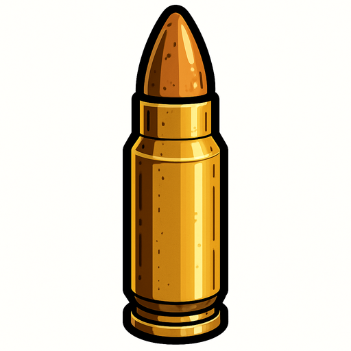 Gerçek mermiye benzeyen mermi yap.
In-Game asset.  2d.  High contrast.  No shadows