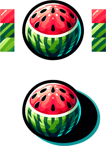 watermelon images.
Single Game Texture.  In-Game asset.  2d.  Blank background.  High contrast.  No shadows