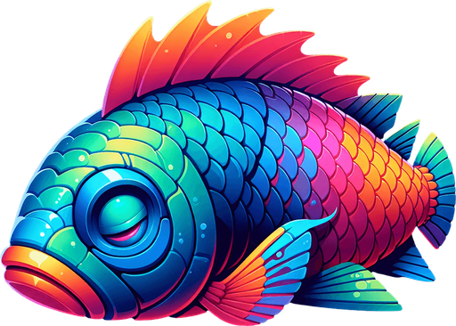 A sleeping fish.
Single Game Texture.  In-Game asset.  2d.  Blank background.  High contrast.  No shadows